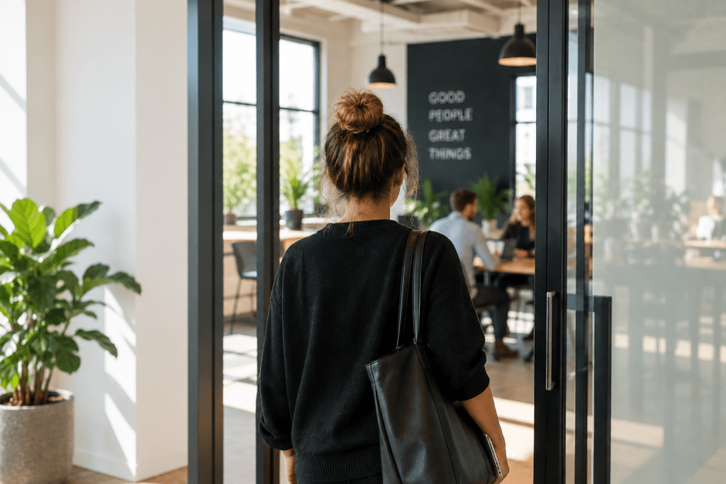 Graduate starting an internship in the workplace